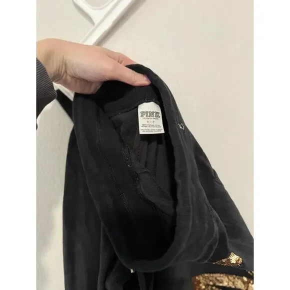 Pink velvet sequin flare sweats size small - Picture 3 of 3